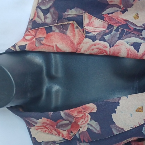 Anthropologie Solitaire Brown Floral Faux Suede Open Jacket Blazer Womens Sz S - Picture 2 of 8